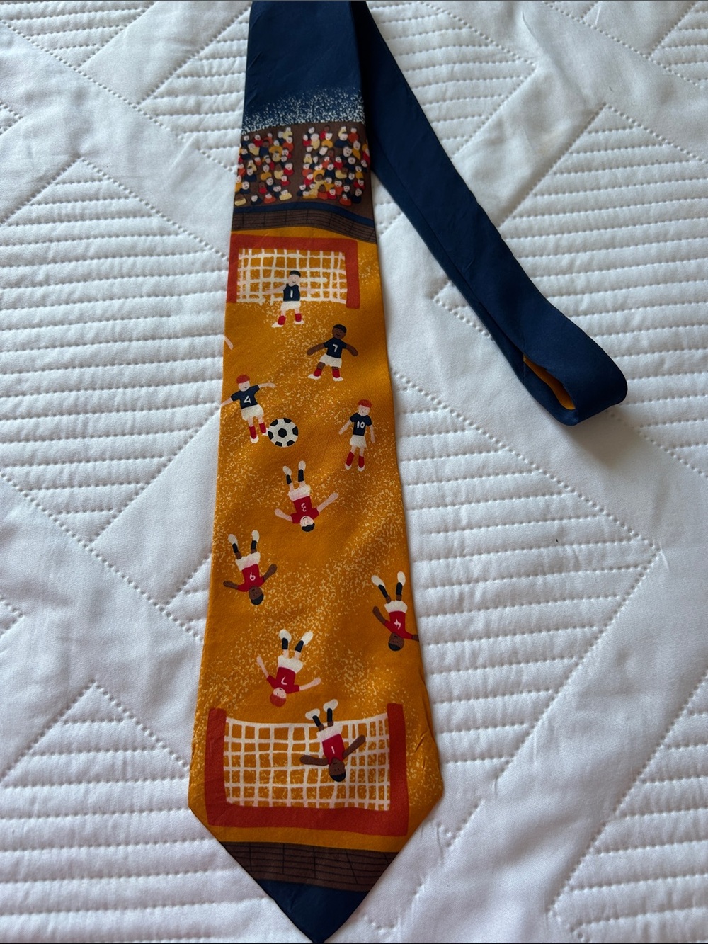 Children’s miracle network Men’s silk tie with Kids Soccer Print Yellow vintage
